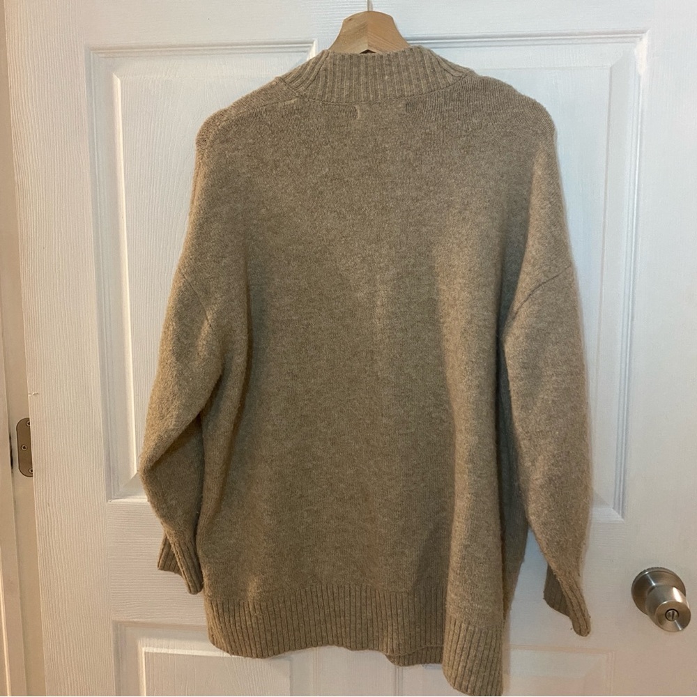 MANGO WMNS S-L OVERSIZED CARDIGAN WITH BUTTONS BEIGE Office Classic Minimalist - Picture 7 of 7